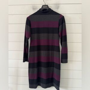 MIIK Size M Taryn Dress Colour Block Moc Turtleneck Long Sleeve